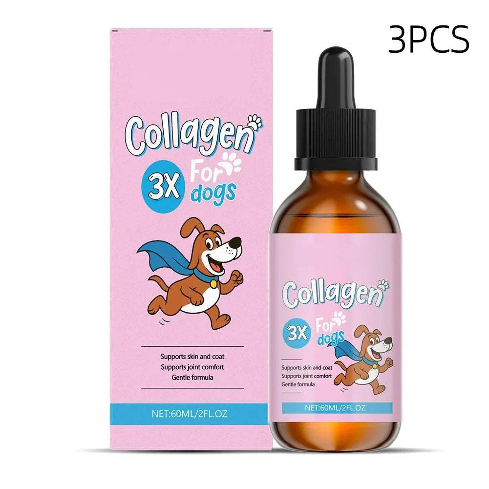 Virella 1/3/5-piece dog collagen drops for coat and skin care, dietary supplement, with a gentle formula for skin health.