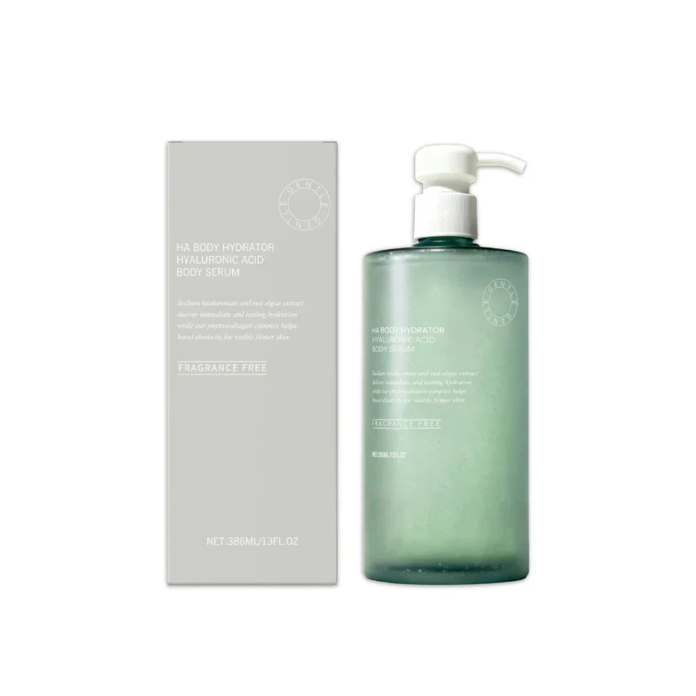 Virella HA Body Hydrator Hyaluronic Acid serum in a 386ml bottle, showcasing the clear, hydrating essence for skin moisture.