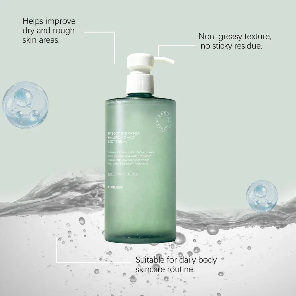 Virella HA Body Hydrator Hyaluronic Acid Body Serum in 386ml bottle, moisturizing essence for smooth, hydrated skin.