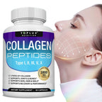 Virella Collagen Peptides 1800mg supplement for hair, skin, anti-aging, joints, and bone health, in a clear container.