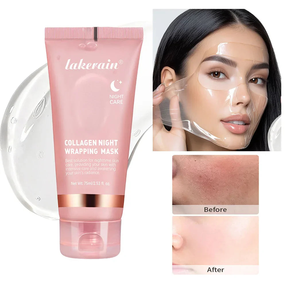 Virella Korean deep collagen peel-off face mask for anti-wrinkle lifting and overnight skin care, shown in a bio pack.