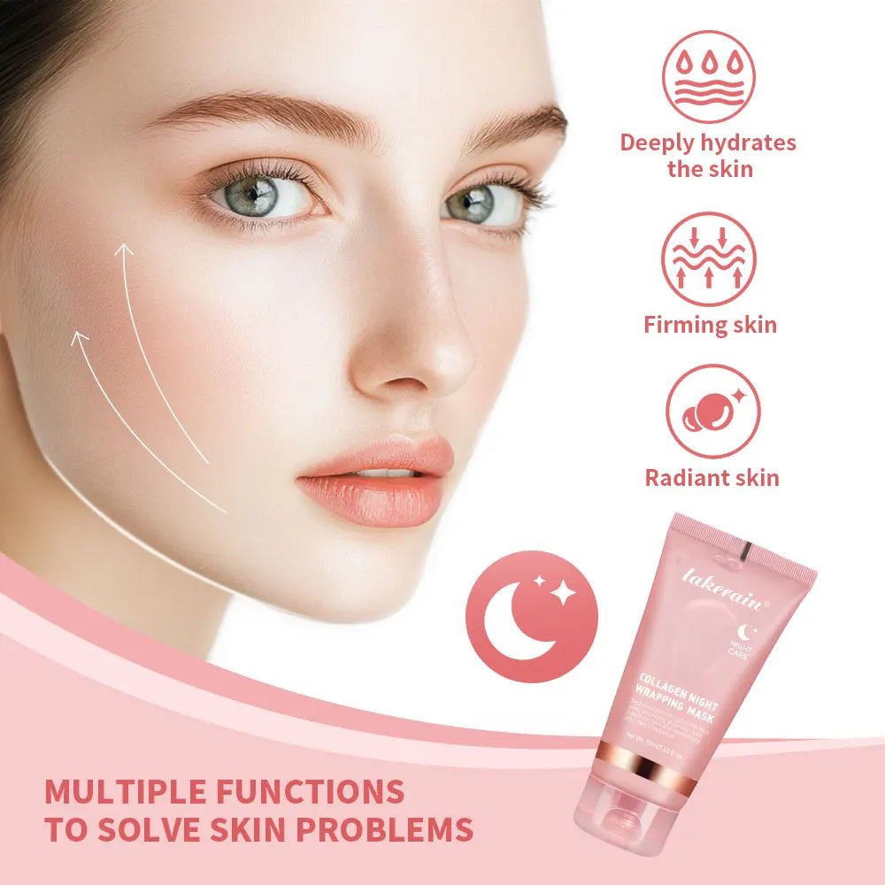 Virella Korean deep collagen peel-off face mask for anti-wrinkle lifting and overnight skin care, shown in a bio pack.