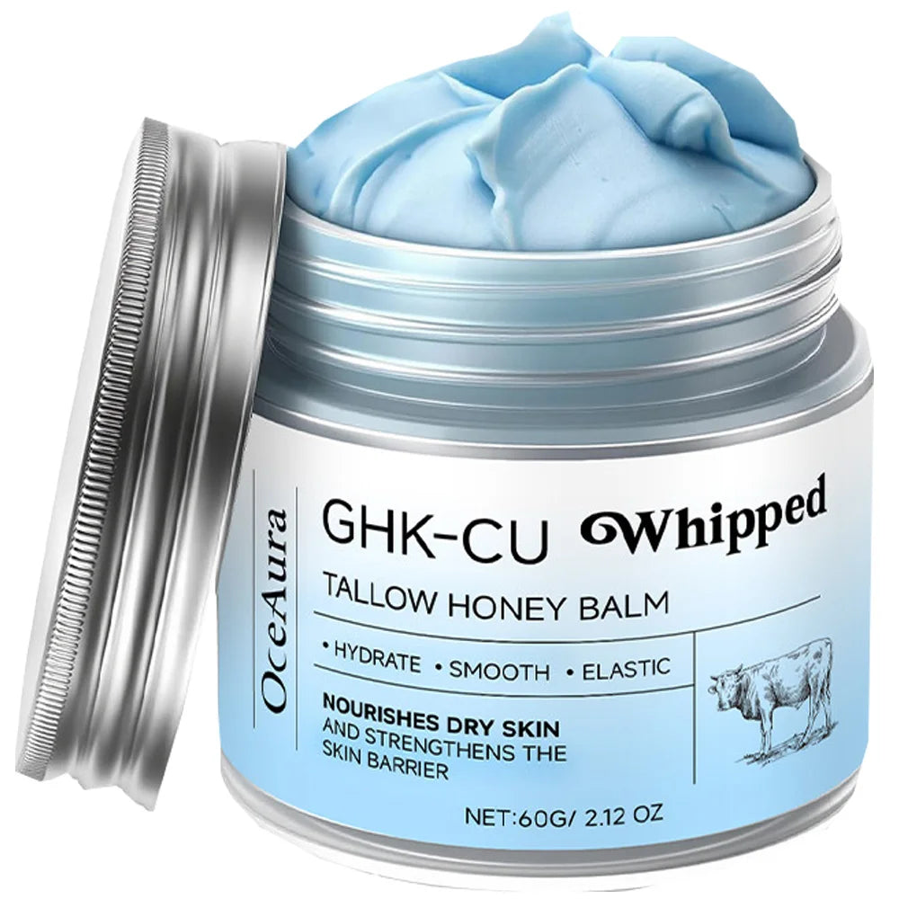 Blue Manuka honey hydrating balm with copper peptides GHK-Cu for mature, dry, and sensitive skin, featuring Virella branding.