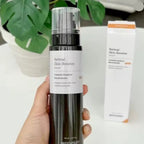 Virella Medithermapy retinol skin booster serum showing a clear glass bottle with dropper for dark spot fading and skin brightening