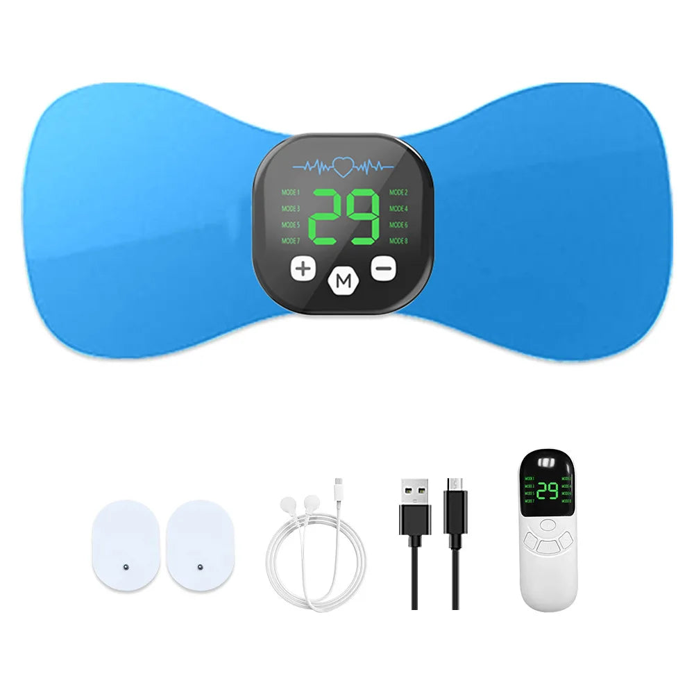 Virella EMS neck massager with pulse therapy, portable electric TENS device, mini smart massage pad for neck and shoulders.