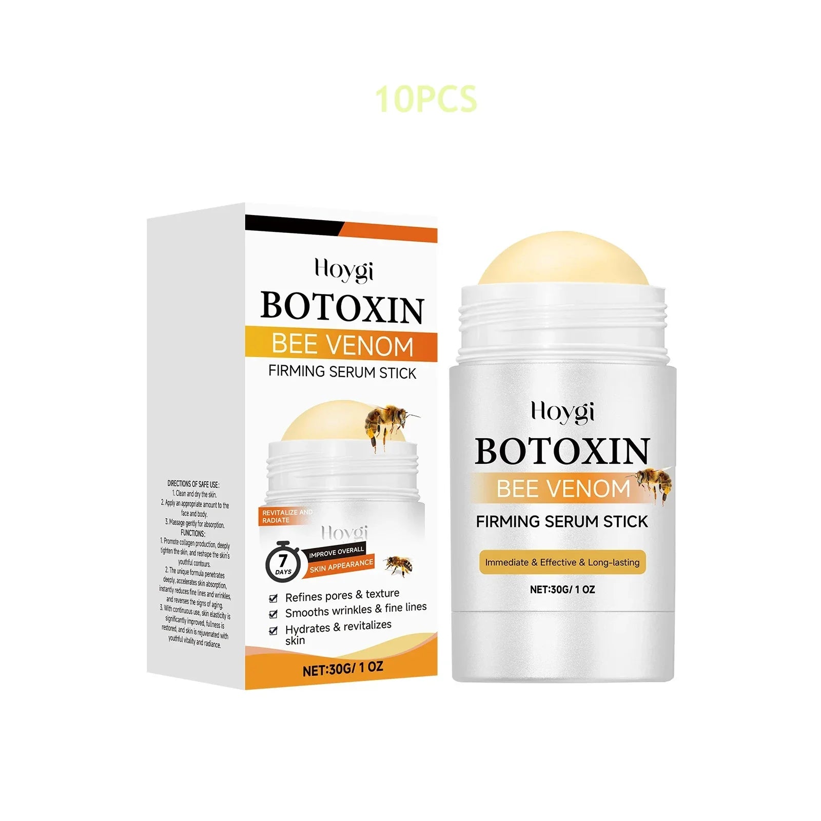 Virella HOYGI 30g bee venom firming serum stick with sleek packaging and applicator for skin tightening and rejuvenation.