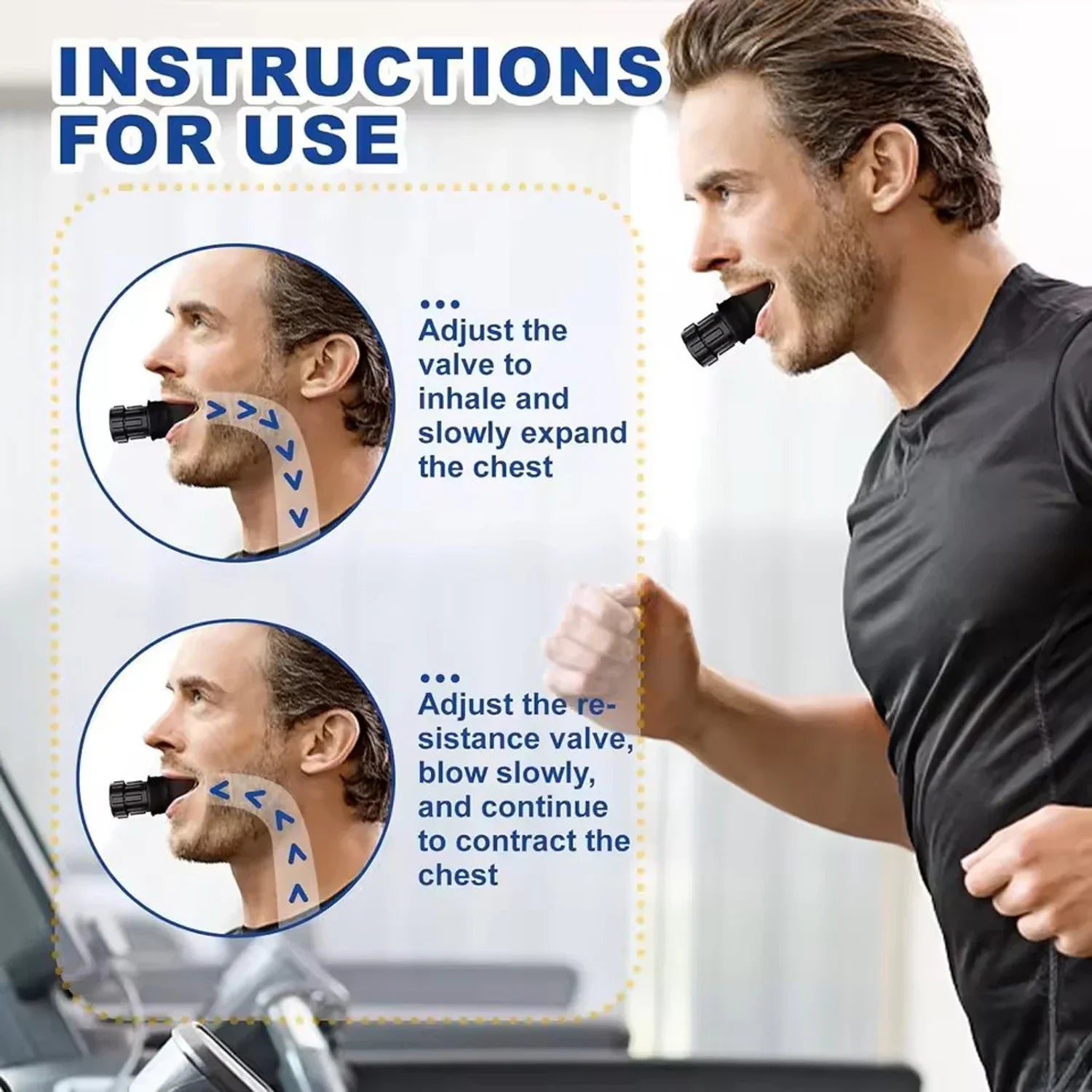 Virella Breathing Trainer Lung Flexer for respiratory exercise, adjustable levels, durable fitness device for increasing lung capacity