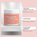 Virella facial hair removal cream with aloe vera, gentle and fast-acting for face and lip, moisturizing and soothing skin.