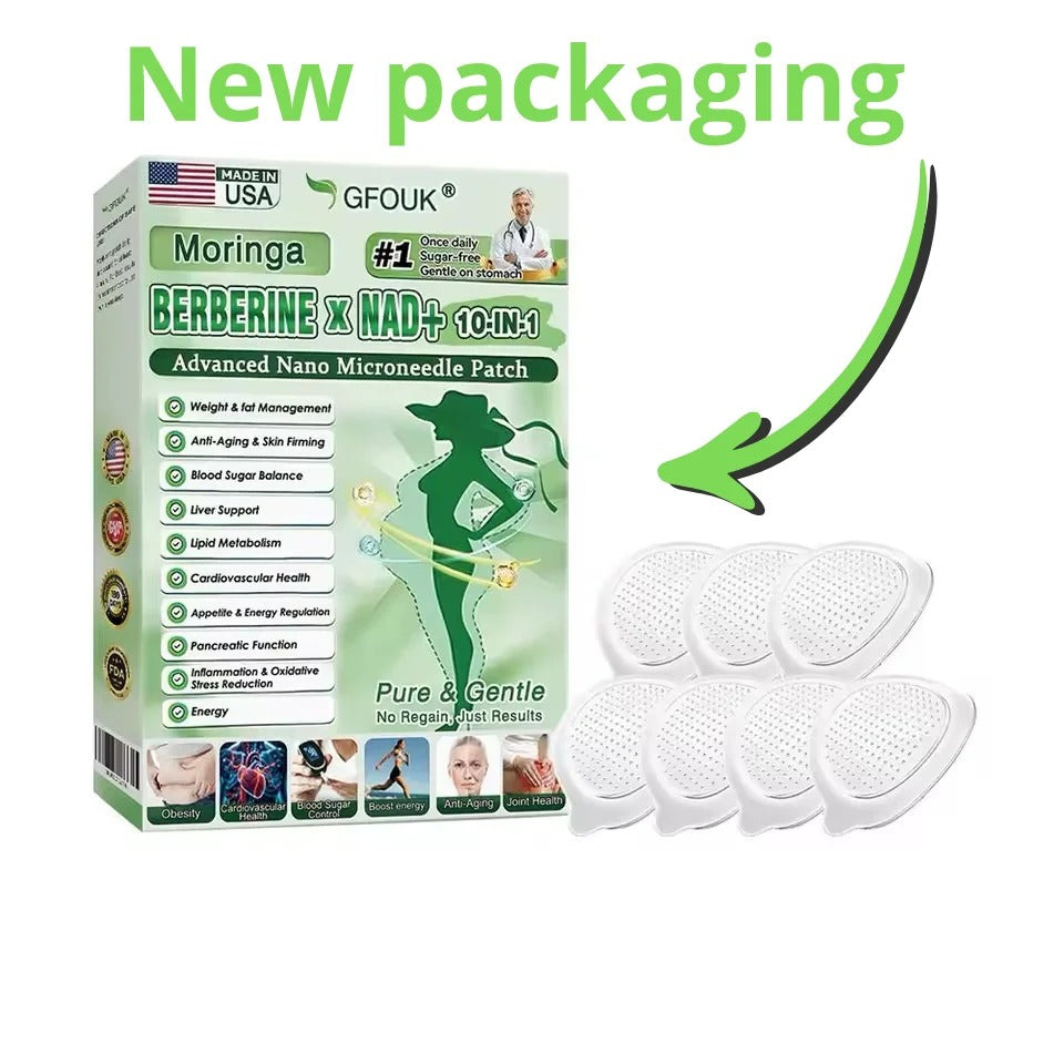 Virella Moringa 10-in-1 Advanced Microdarts Nano Patch for weight loss with microneedles, shown on skin in close-up.