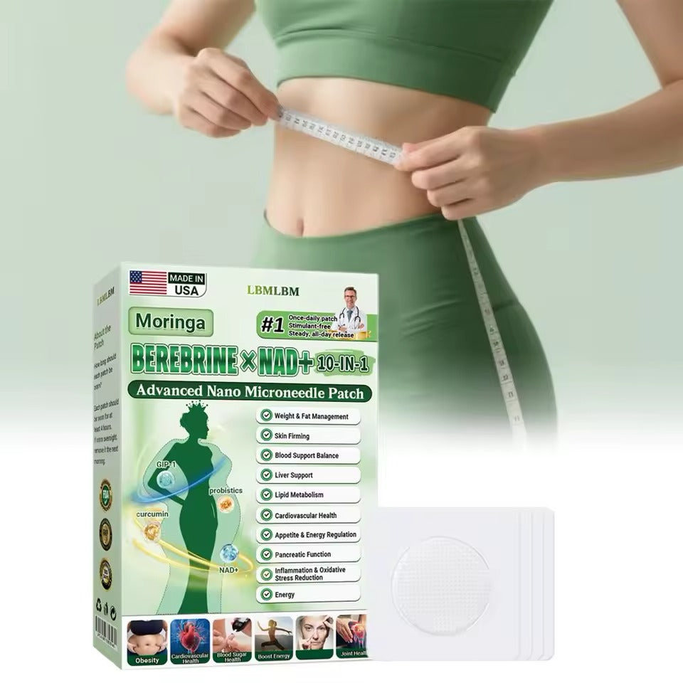 Virella Moringa & Berberine 10-in-1 Advanced Nano Microneedle Patch showing the patch with multiple tiny needles on a white background.