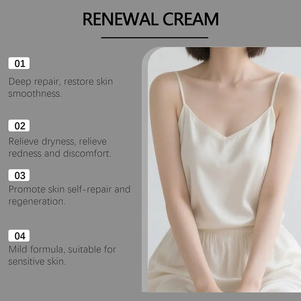 Virella Rice Face Renewal Cream 50g jar showing the creamy skincare formula for gentle repair and hydration.