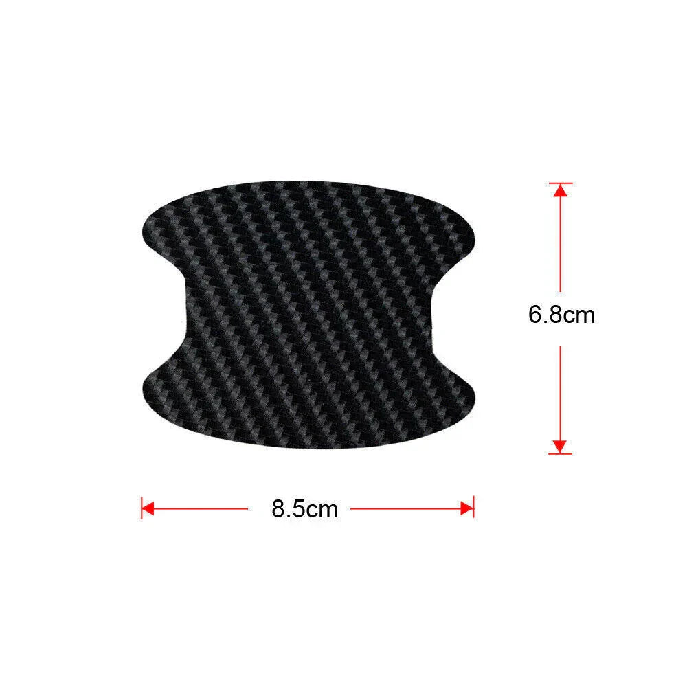 Virella car door handle protector film in carbon fiber finish, anti-scratch adhesive stickers for vehicle door handles.