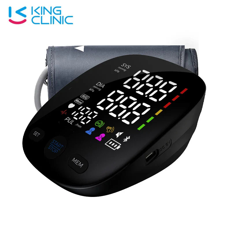 Virella Kingclinic digital blood pressure monitor with arm cuff, LED display, portable design, and electronic smart BP measurement system