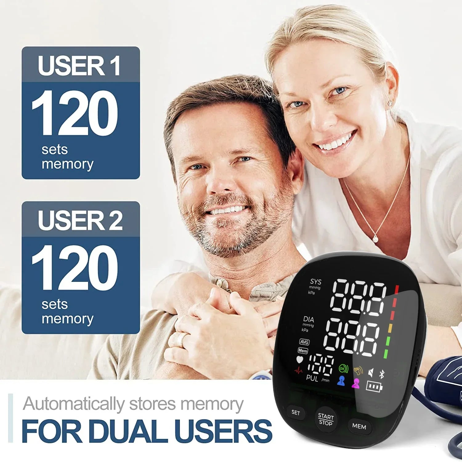 Virella Kingclinic digital blood pressure monitor with arm cuff, LED display, portable electronic BP meter for home use
