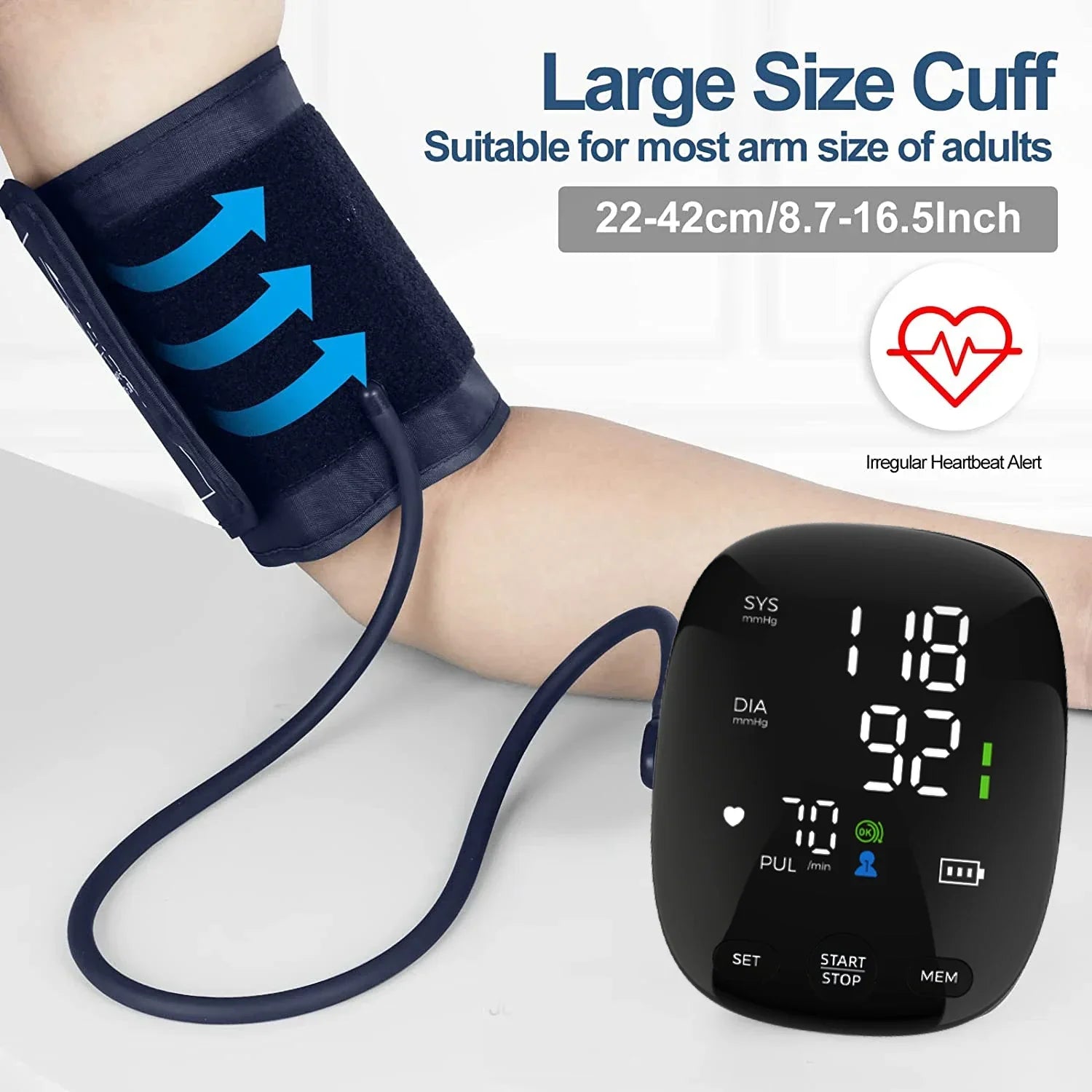 Virella Kingclinic digital blood pressure monitor with arm cuff, portable LED display, and electronic smart features for easy use.