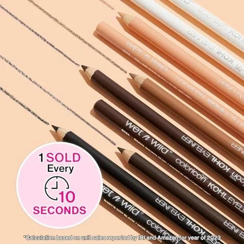 Virella Wet n Wild Color Icon Kohl Eyeliner in Baby's Got Black, black pencil eyeliner with smooth application for bold eye definition.