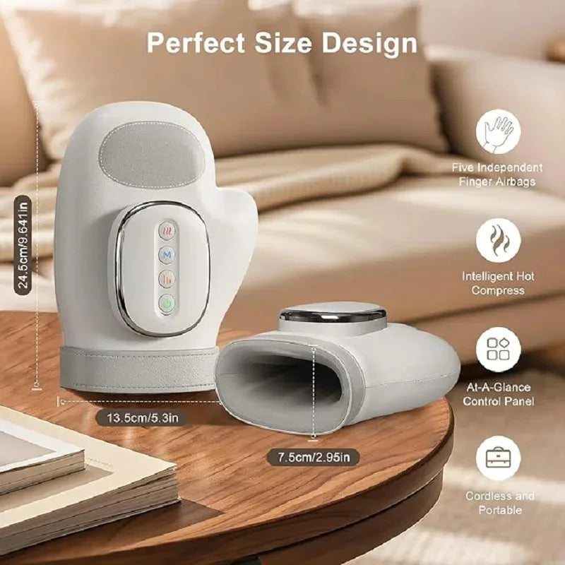 Virella cordless hand massager with airbag compression, finger and wrist relief, designed for carpal tunnel and hand relaxation.
