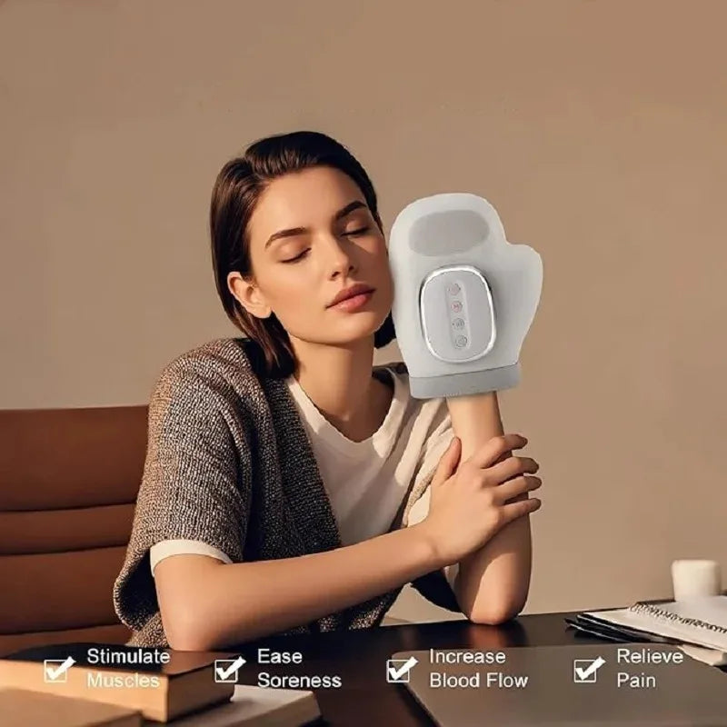 Virella cordless hand massager with airbags, finger and wrist relief, designed for carpal tunnel and wrist pain relief.