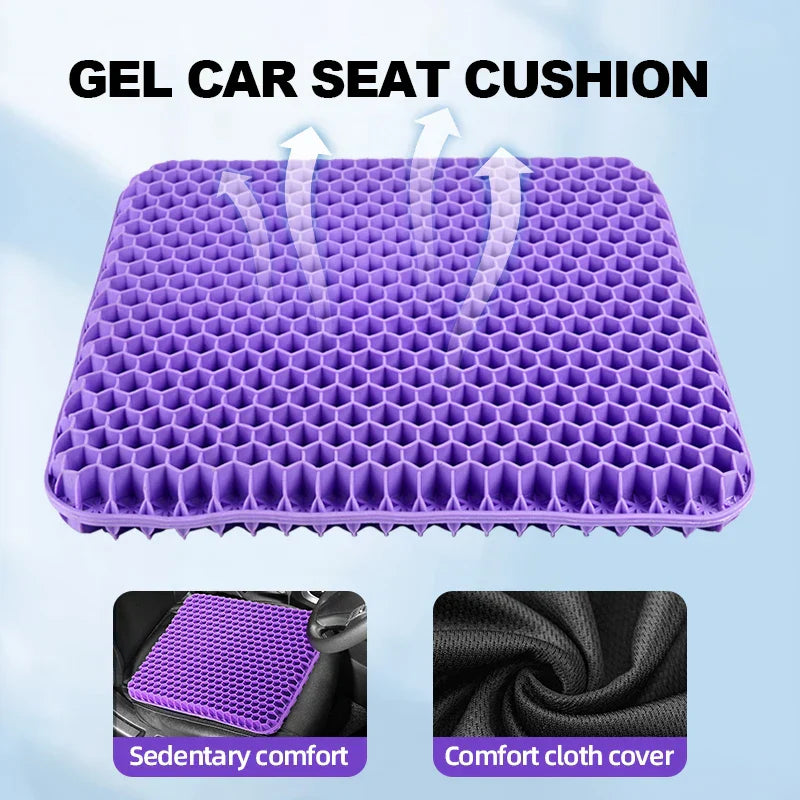 Virella gel seat cushion with breathable honeycomb design, providing pressure relief for back, tailbone, and comfort in chairs.