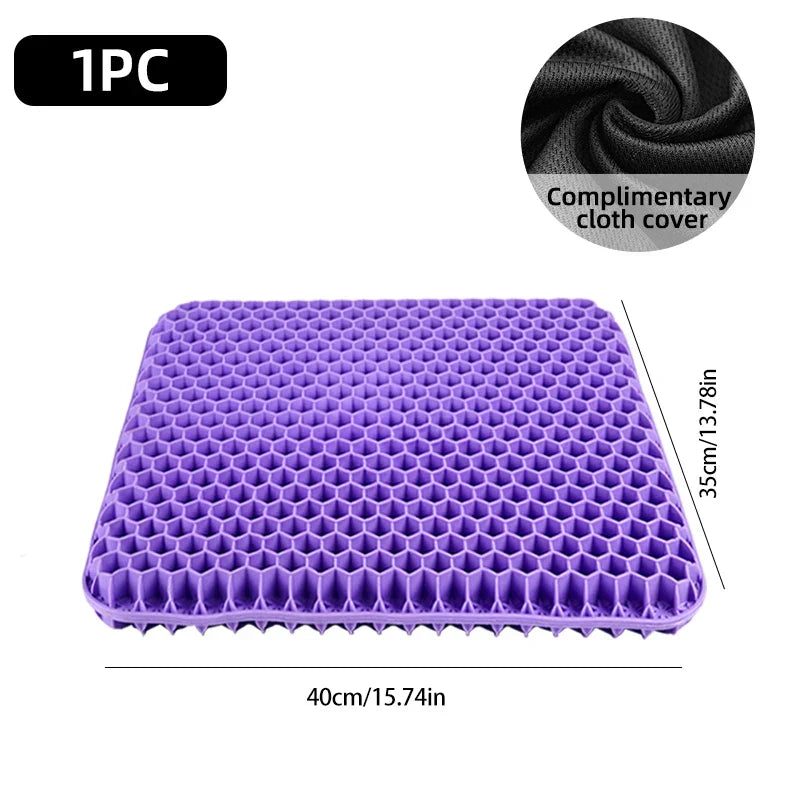 Virella gel seat cushion with breathable honeycomb design for pressure relief and comfort in home office, wheelchair, or car seats.