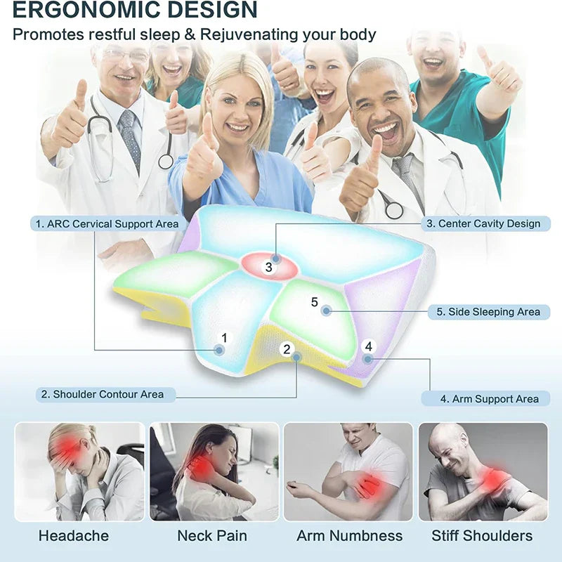 Virella 1pc memory foam cervical pillow with ergonomic contour design for neck support and pain relief.